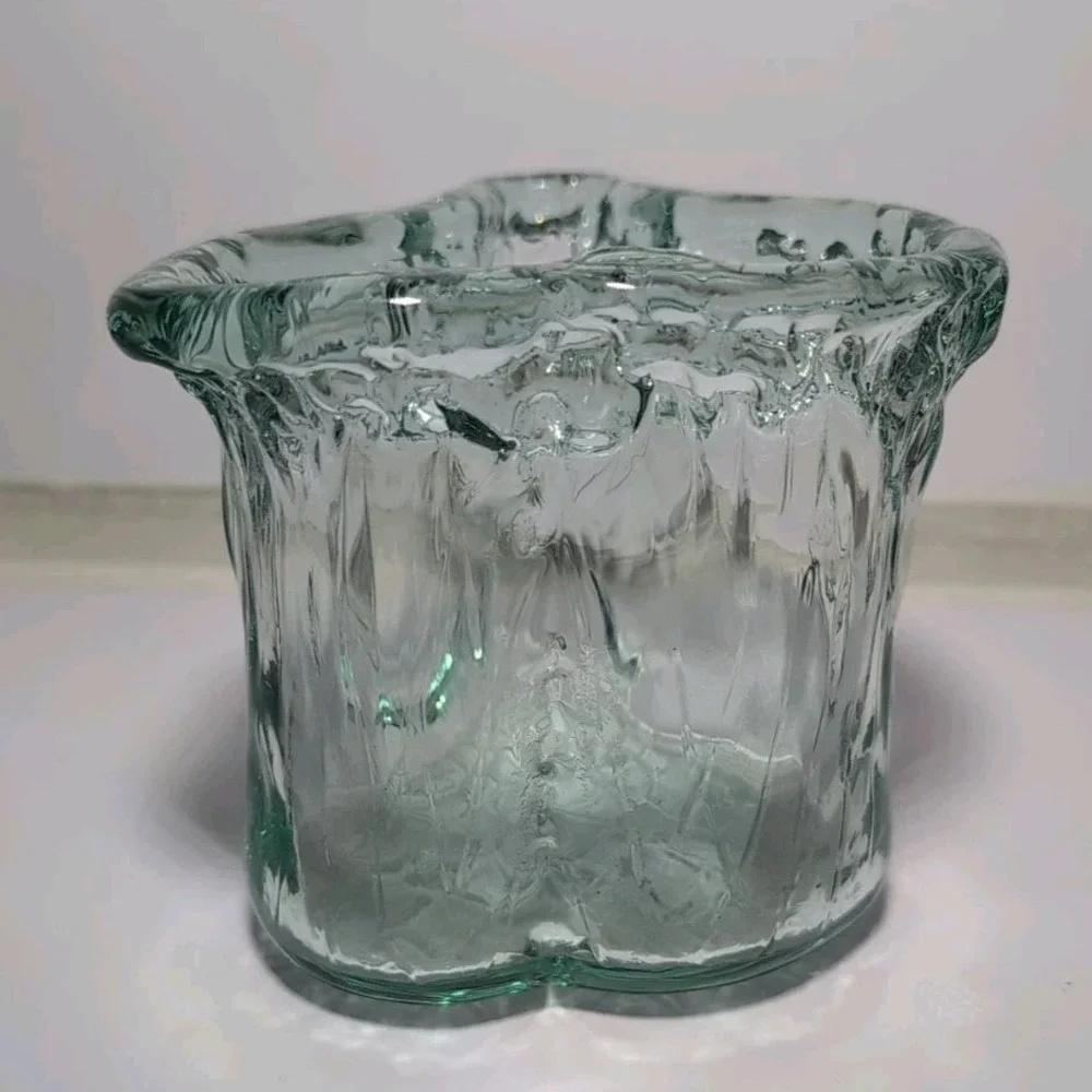 Freeform Recycled Glass Heart Abstract Vase Beachy Cottage Unique Rustic